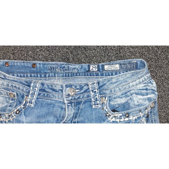 Miss Me Jeans Womens 29x22 Capri Cropped Embellished Flap Pocket Bling Y2K - Picture 3 of 4